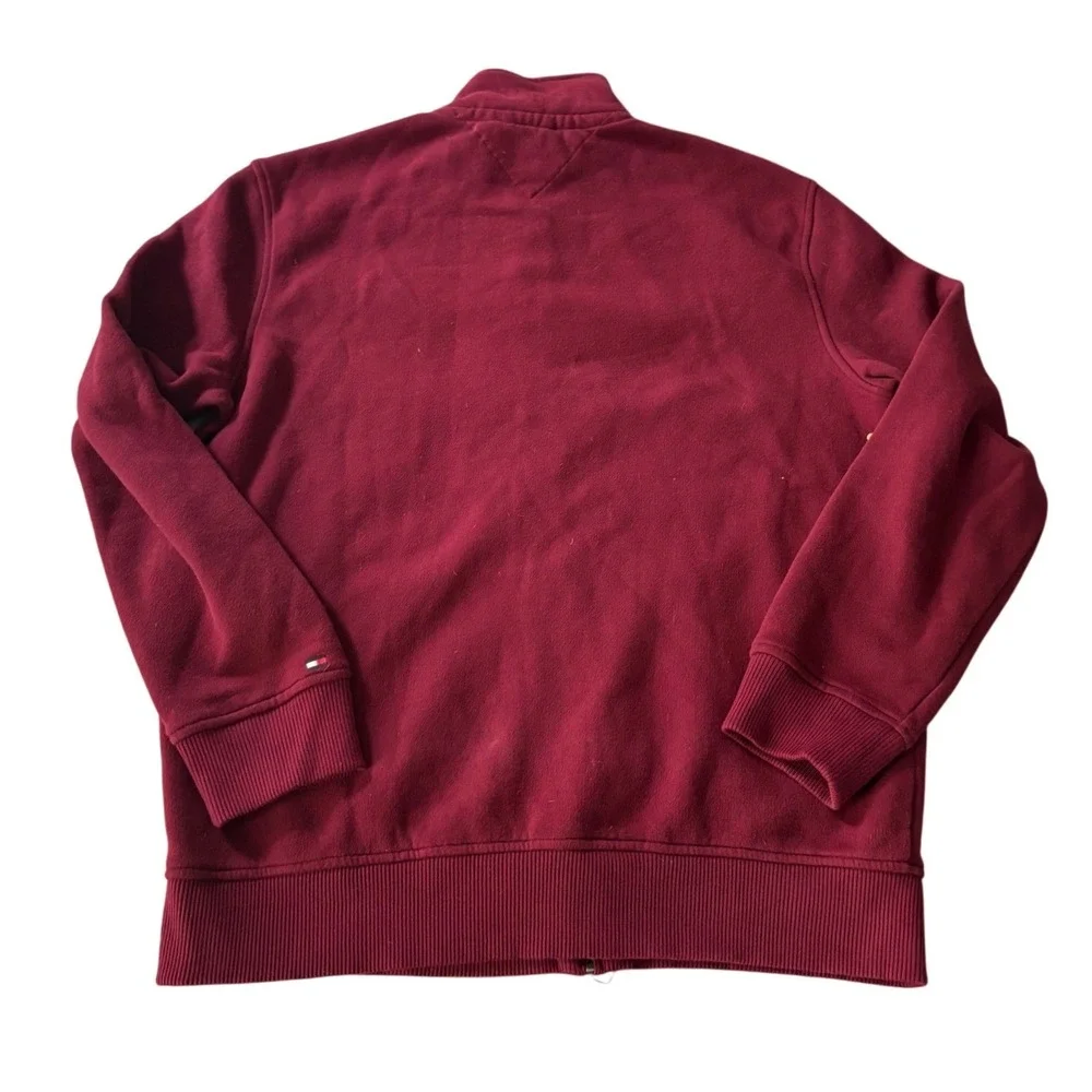 Tommy‎ Hilfiger Varsity 1985 Full Zip Sweatshirt Maroon Red Mens Large Jacket